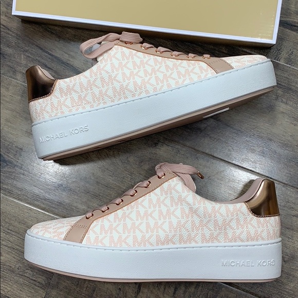 Michael Kors Shoes - MICHAEL KORS POPPY LACE UP MINI MK LOGO PVC PINK